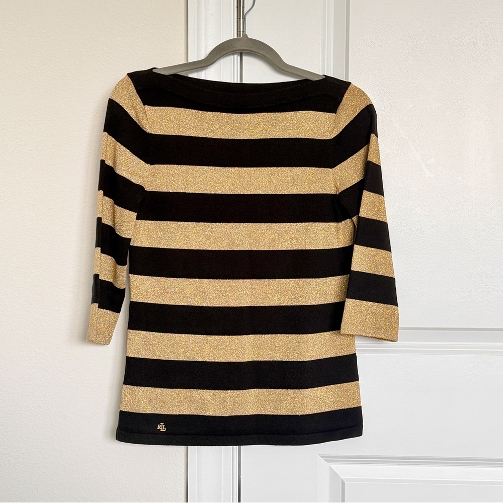 Ralph Lauren Black and Gold Striped Top